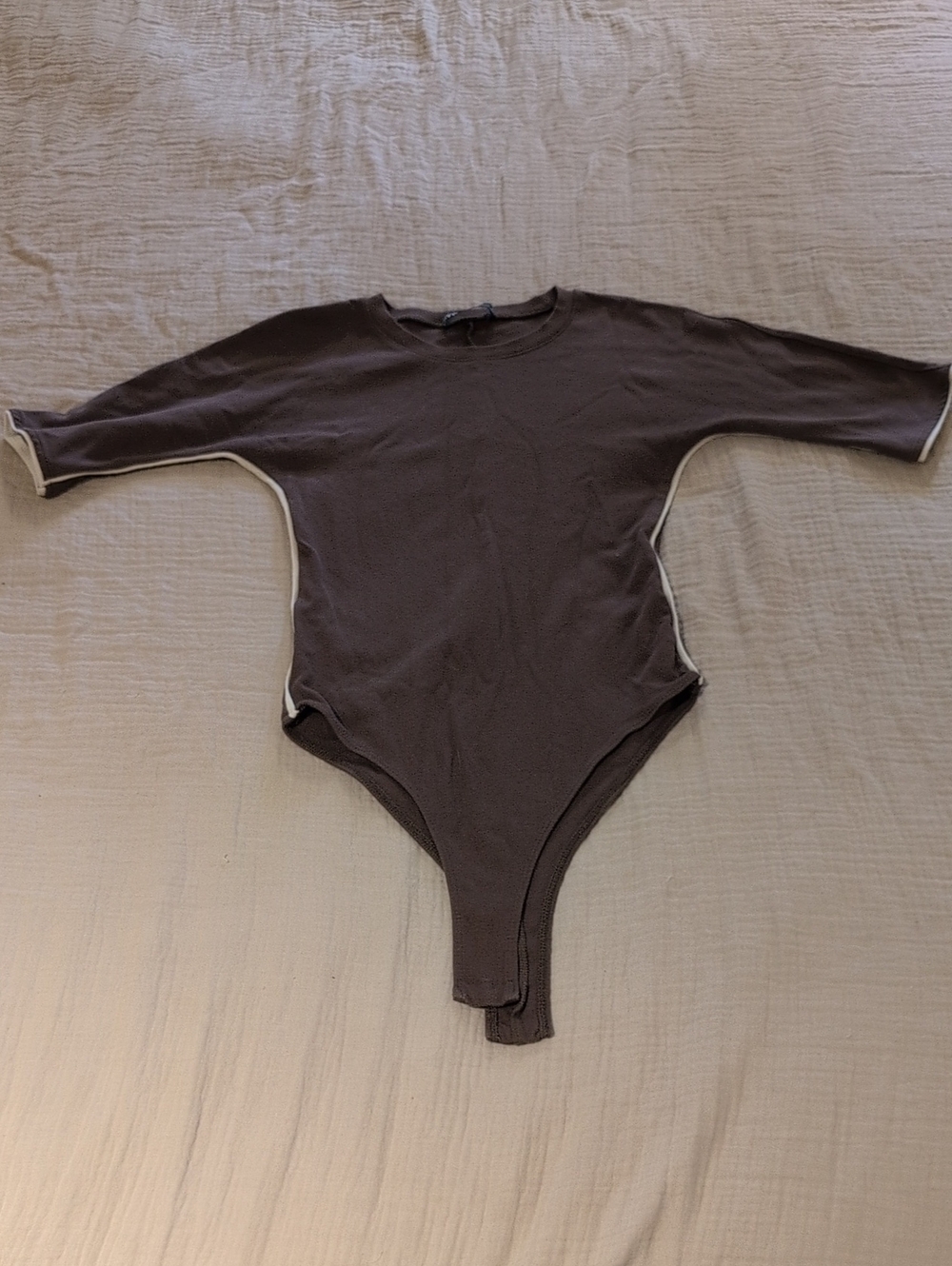 Zara Brown Long Sleeve Bodysuit with Light Trim